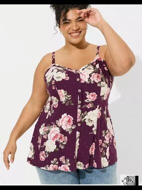 Torrid Fit & Flare Purple Floral Cami 2X